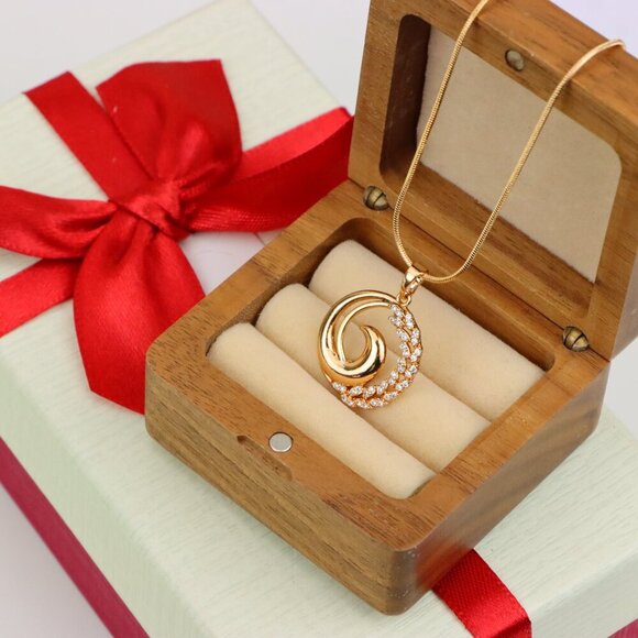 "Elegant Rose Gold Spiral Pendant with Sparkling Stone Accents, XPPT1243 - Picture 12 of 12